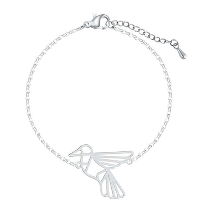 Silvertone Open Bird Charm Bracelet