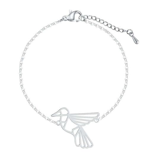 Silvertone Open Bird Charm Bracelet