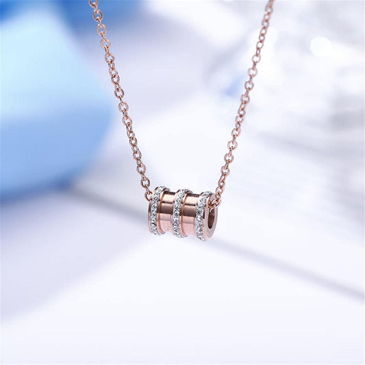 Cubic Zirconia & Rose Goldtone Coil Pendant Necklace