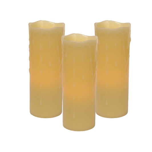 Melrose International LED Dripping Wax Pillar Candles (Set of 3)