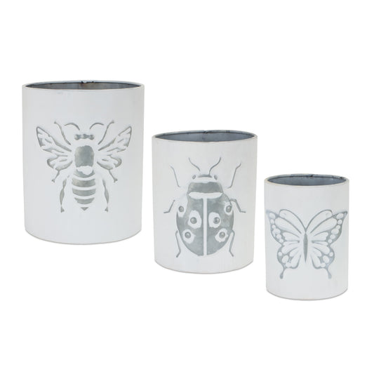 Melrose International Brushed Metal Insect Pot (Set of 3)