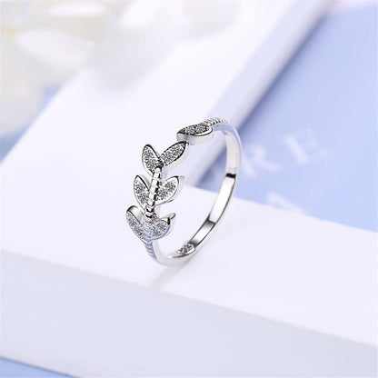 Cubic Zirconia & Silvertone Rattan Ring
