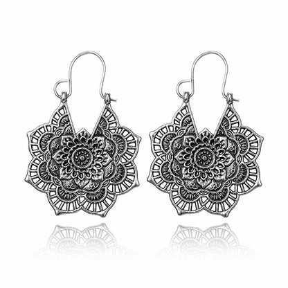 Silvertone Floral Huggie Earrings