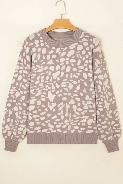 Avery Trim Drop Shoulder Sweater - Gray / L - 12/14