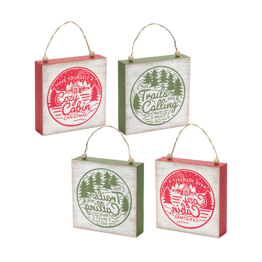 Melrose International Winter Cabin and Trails Sentiment Sign (Set of 4)