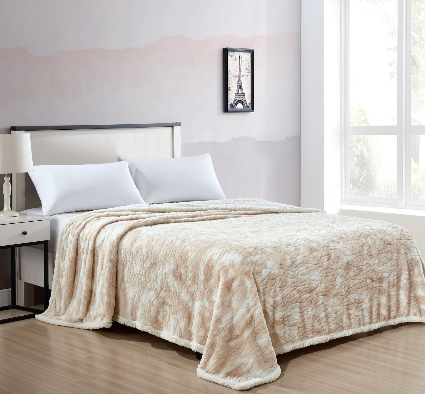 Alaska Sherpa King Blanket- Beige