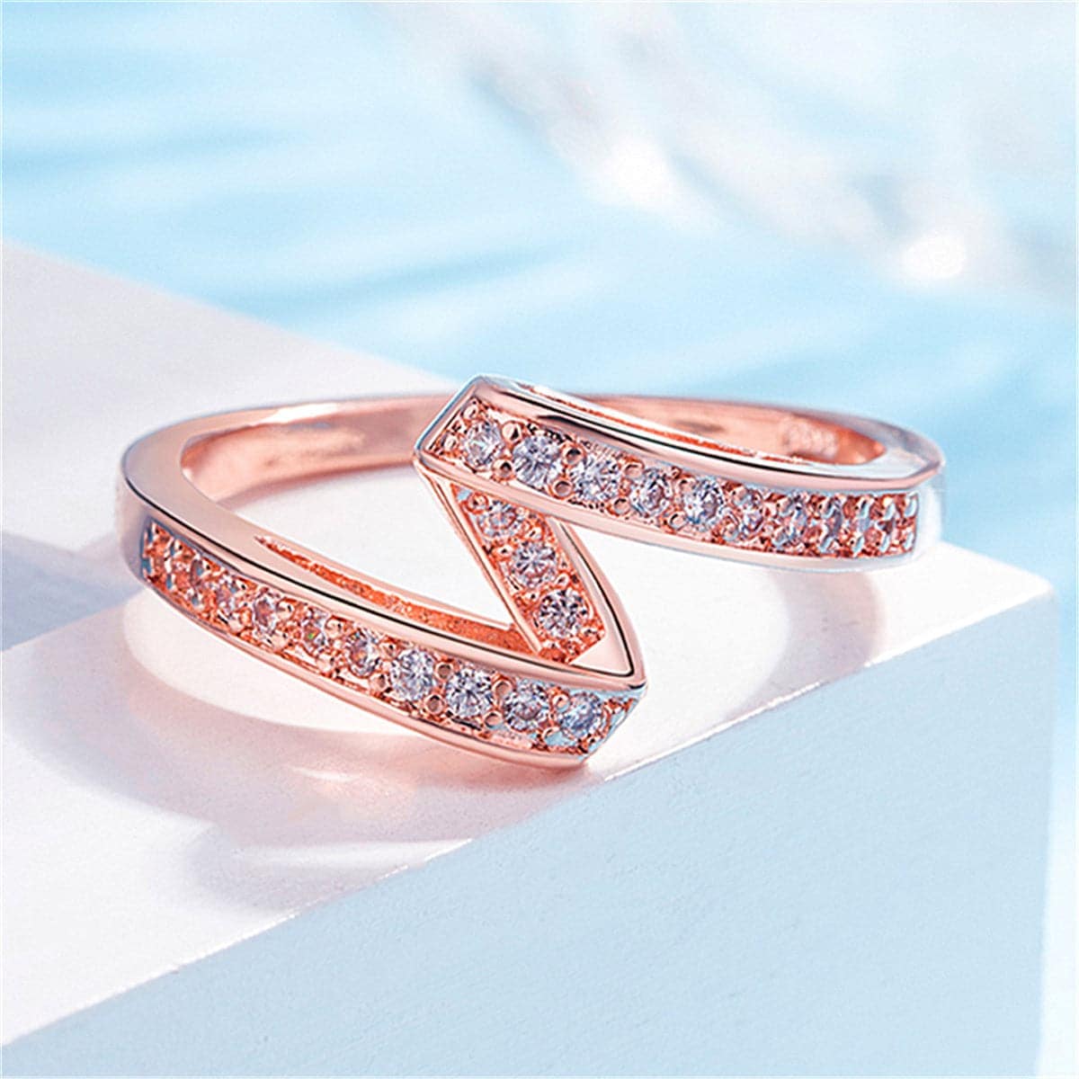 Cubic Zirconia & Rose Goldtone Ribbon Band
