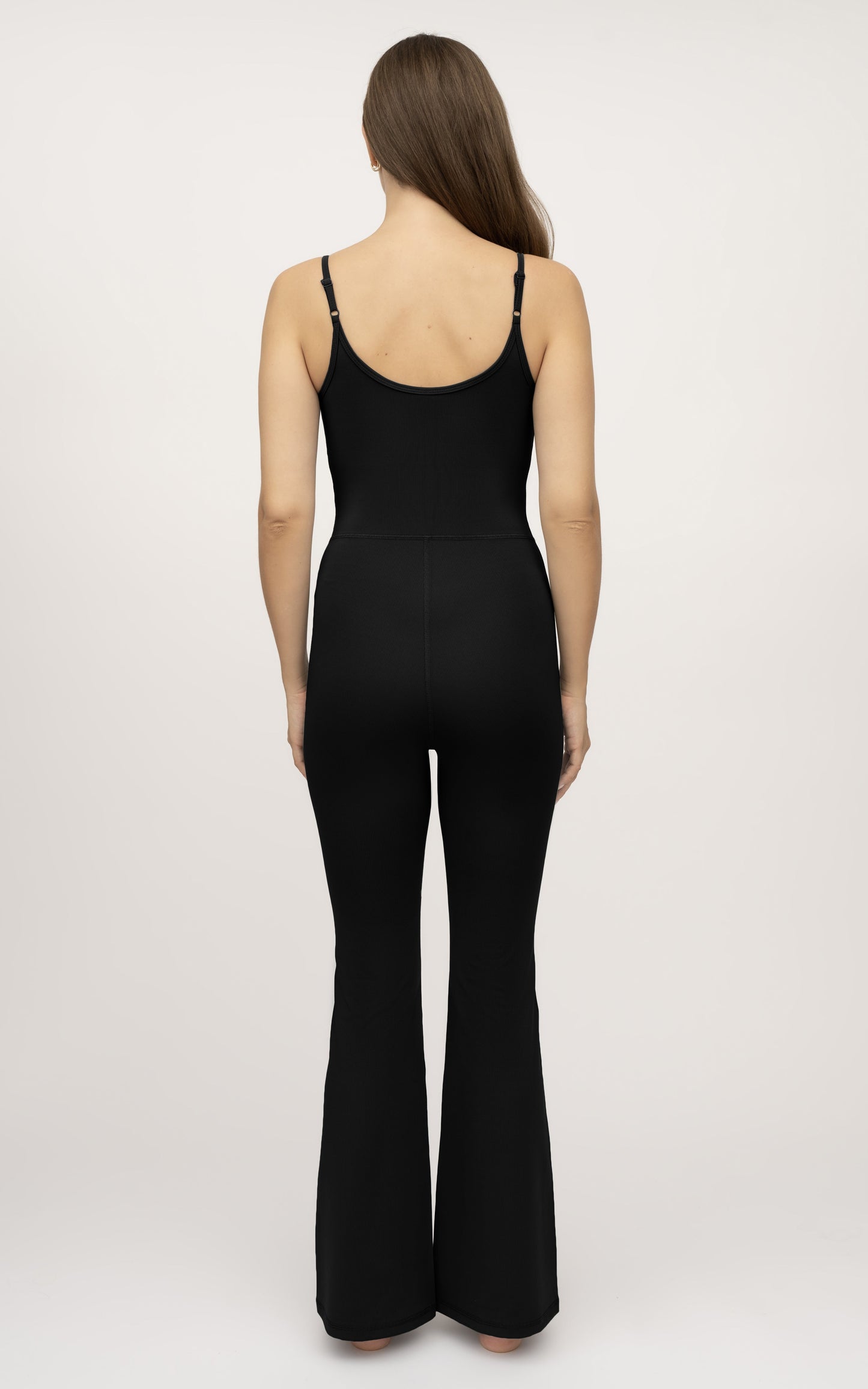 Illusion Ribbed Flare Jumpsuit