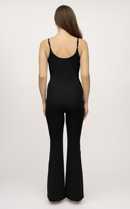 Illusion Ribbed Flare Jumpsuit