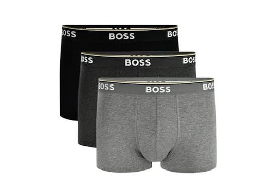 Hugo Boss Power 3-Pack Trunks Men's Underwear — Black/Dark Grey/Grey