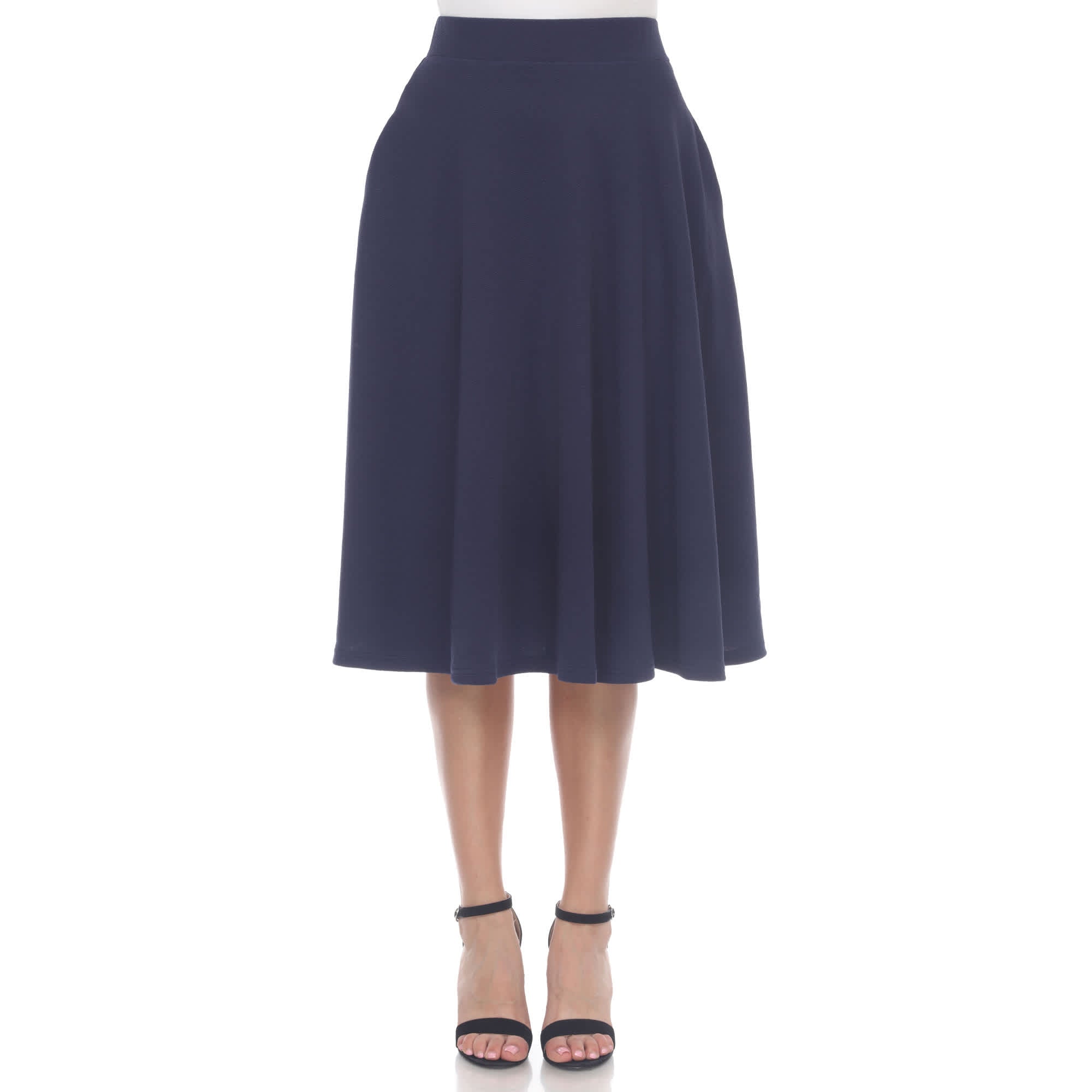 White Mark Women's Flared Midi Skirt with pockets – Zulily