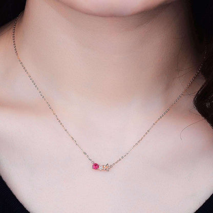 Red Crystal & Cubic Zirconia Star Pendant Necklace