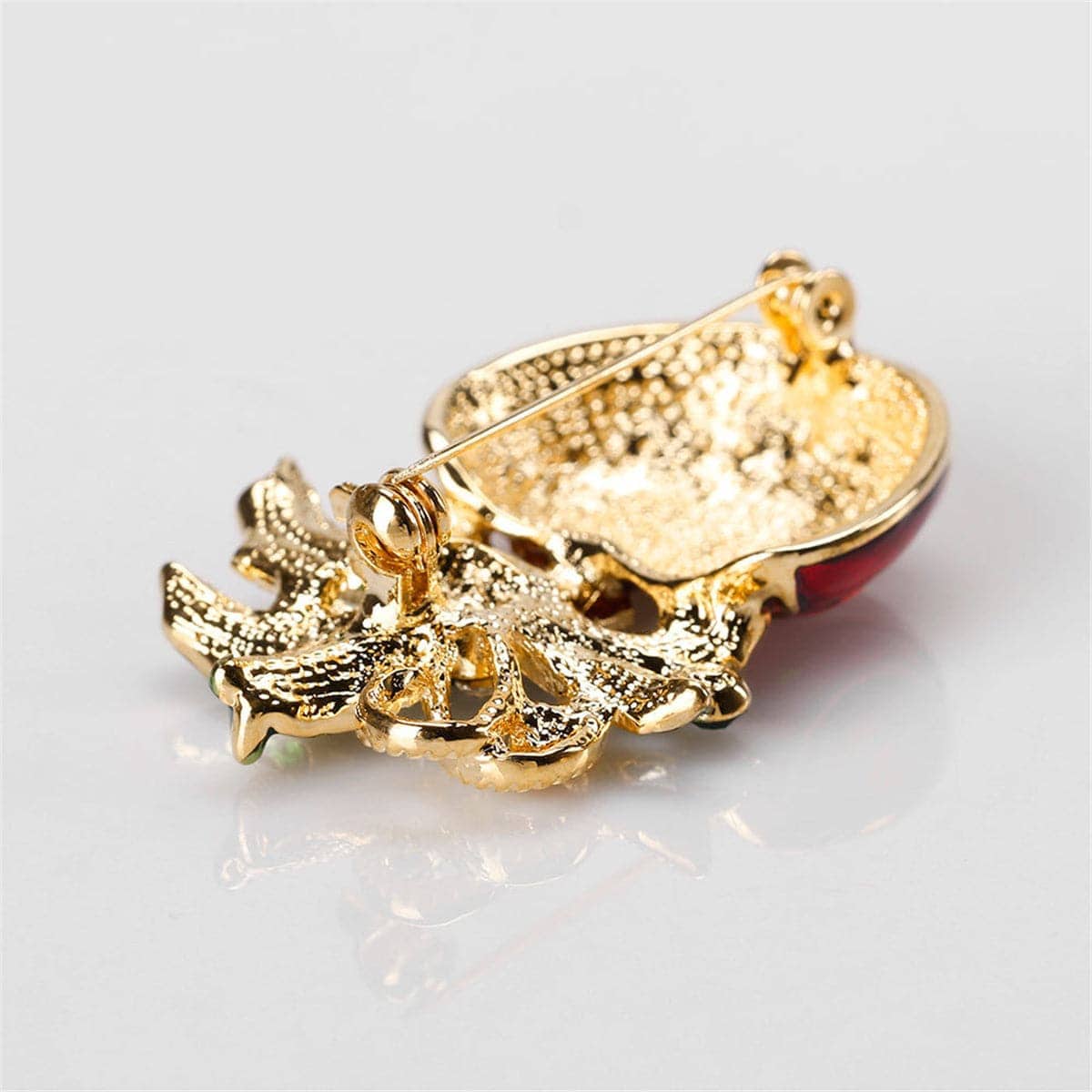 Cubic Zirconia & Goldtone Botany Ornament Brooch