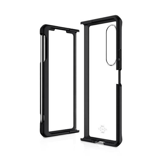 Itskins Hybrid Solid Protective Phone Case Compatible with Galaxy Z Fold3 5g, Slim Hybrid Case, Anti-Yellowing, and Heavy Duty Shockproof Cover, Military Phone Case | Black and Transparent