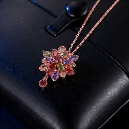 Jewel-tone Crystal & Rose Goldtone Geo-Drop Necklace