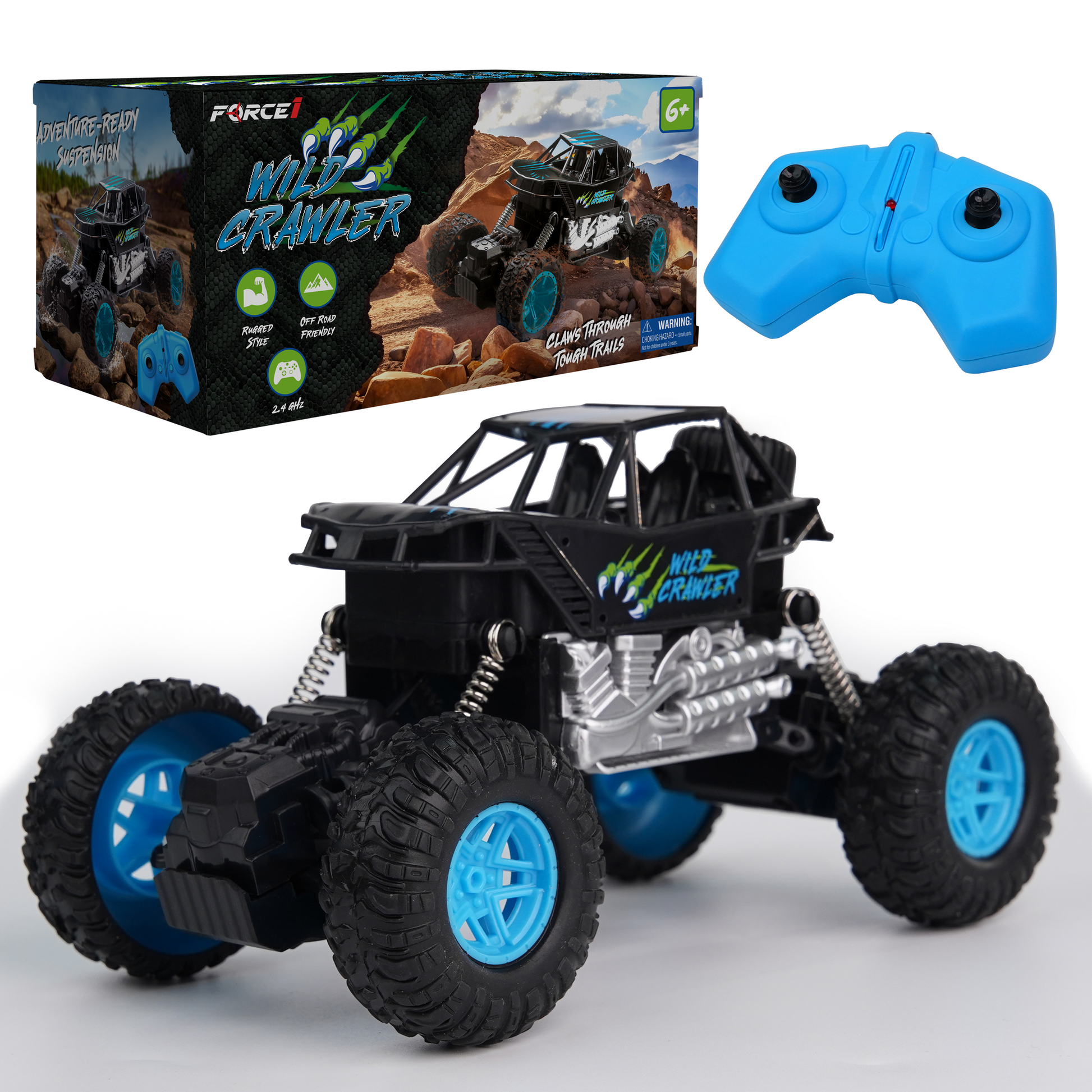 Blue and black car and blue remote-