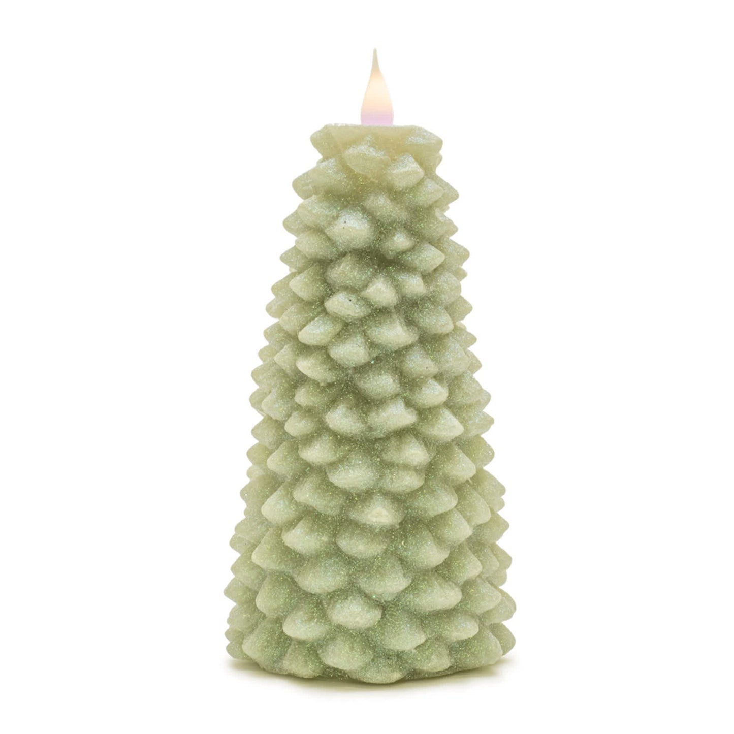 Melrose International Glittered Pine Tree Candle 8"H