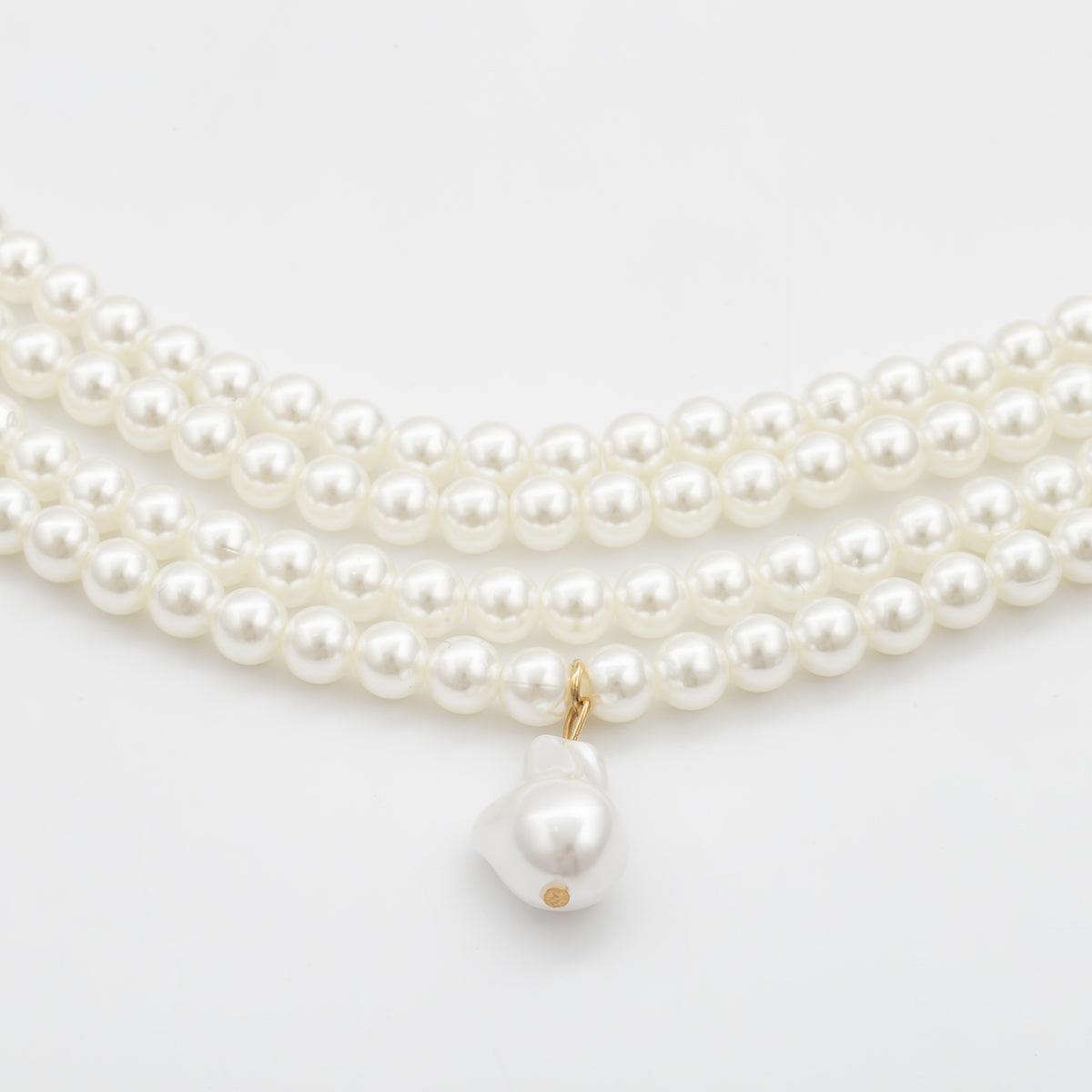 Pearl & Goldtone Layered Choker Necklace