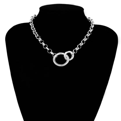 Silvertone Cable Chain Choker Necklace