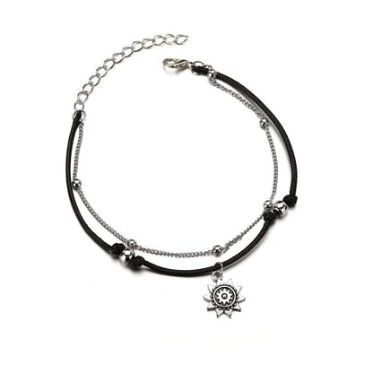 Vibre & Silvertone Sun Charm Layered Anklet