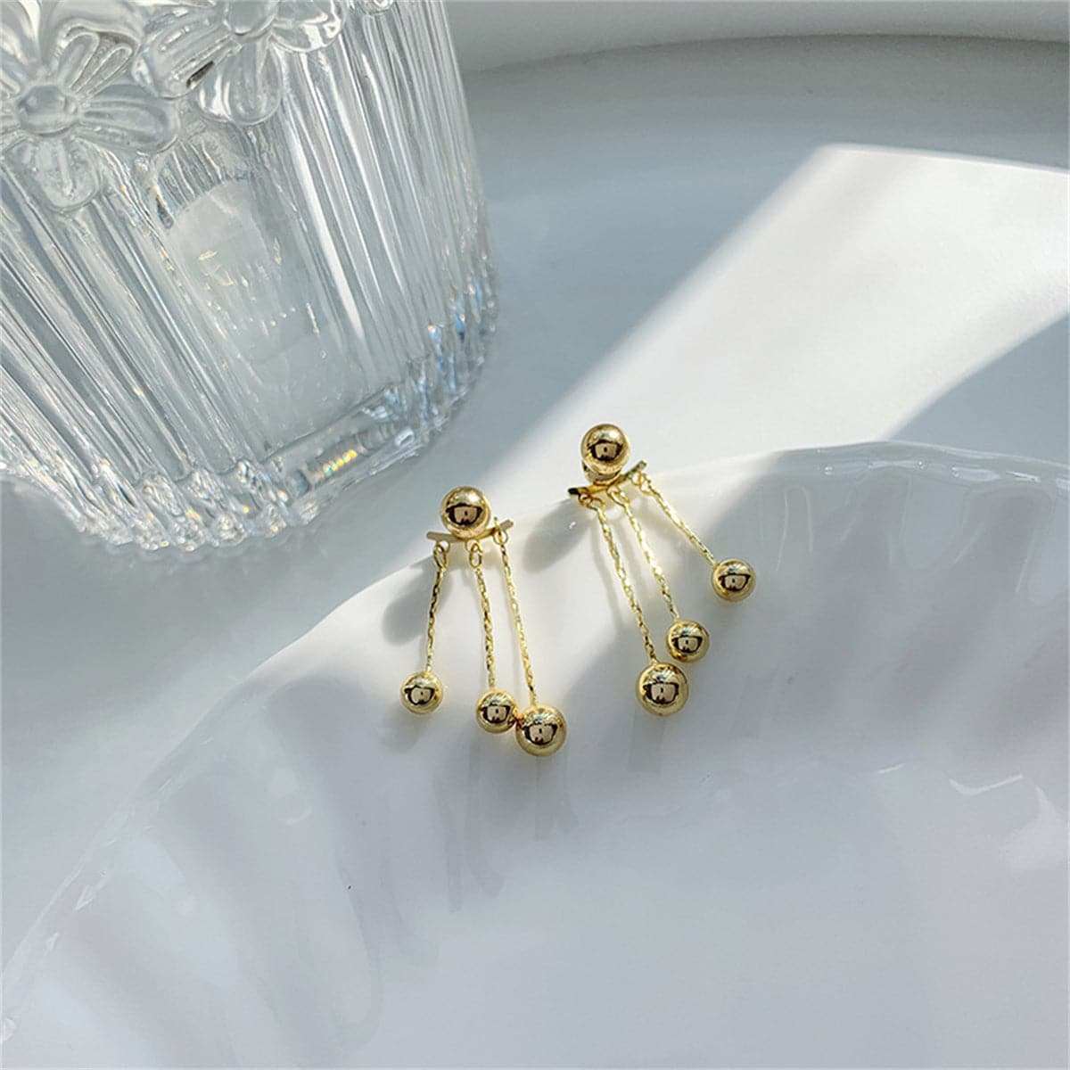 Goldtone Waterfall Ball Tassel Ear Jackets