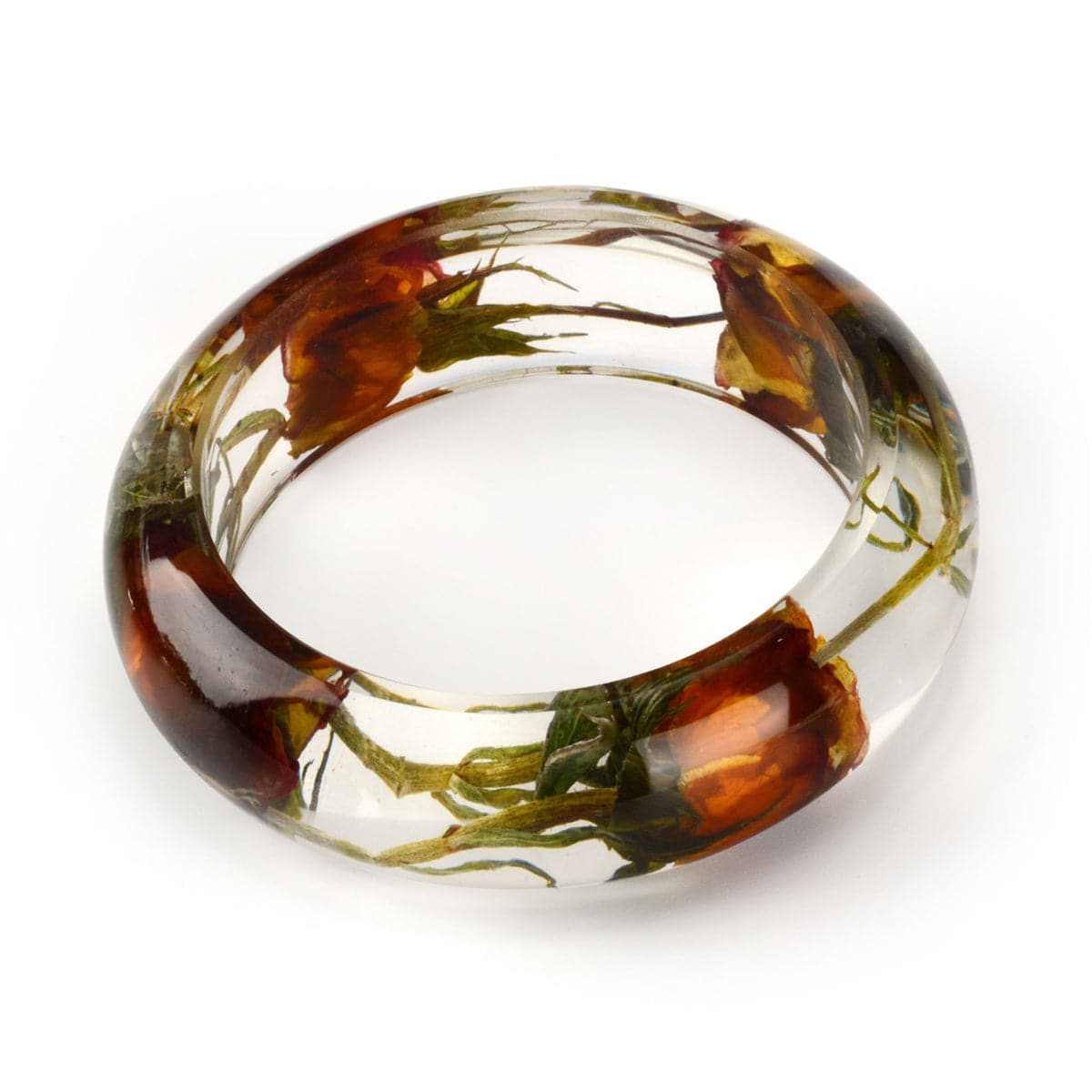 Orange & Green Dried Flower Bangle