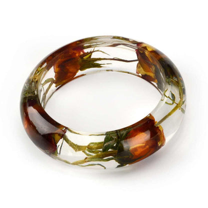 Orange & Green Dried Flower Bangle