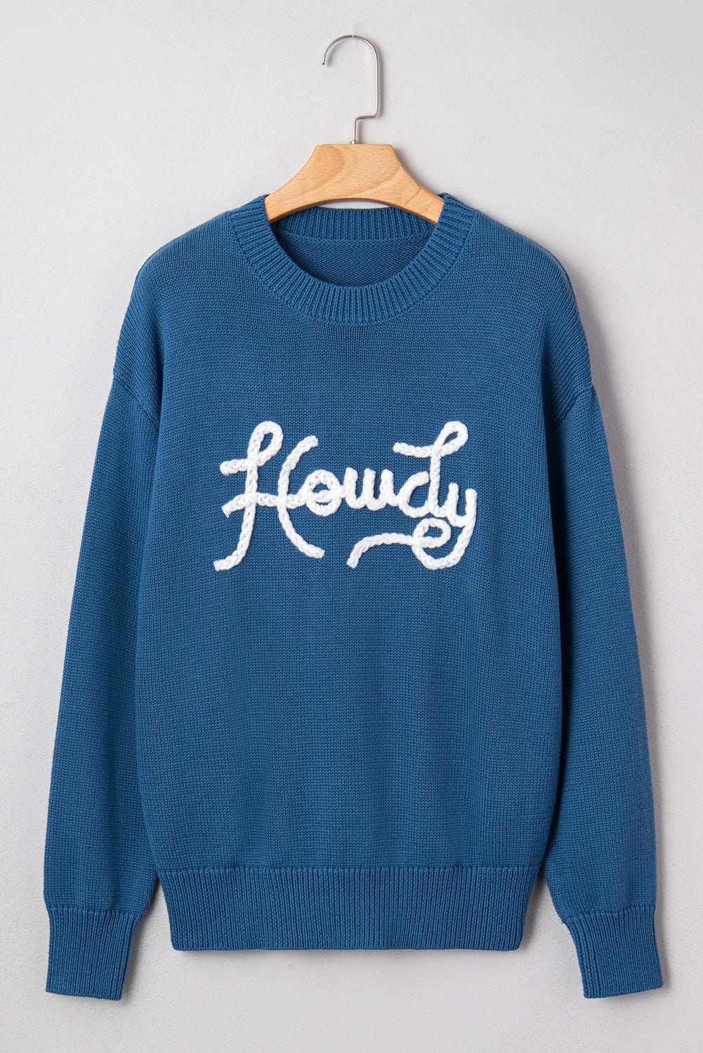 Emiyra Embroidered Graphic Western Sweater - Blue / L - 12/14