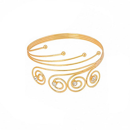 Cubic Zirconia & Goldtone Four-Swirl Arm Cuff
