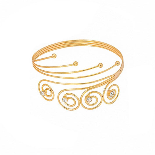 Cubic Zirconia & Goldtone Four-Swirl Arm Cuff