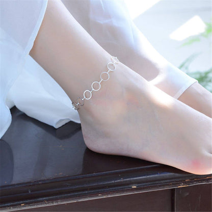 Silvertone Circle Link Anklet