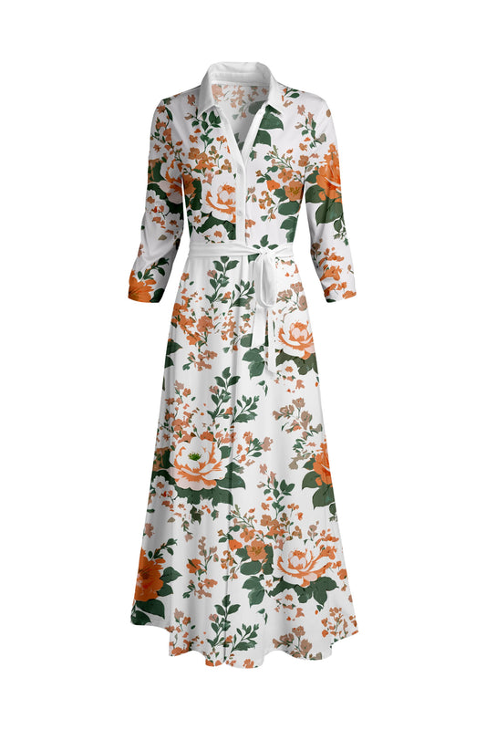Cream & Orange Floral-