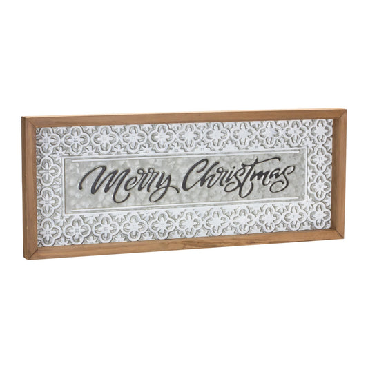 Melrose International Ornate Metal Merry Christmas Sign (Set of 2)