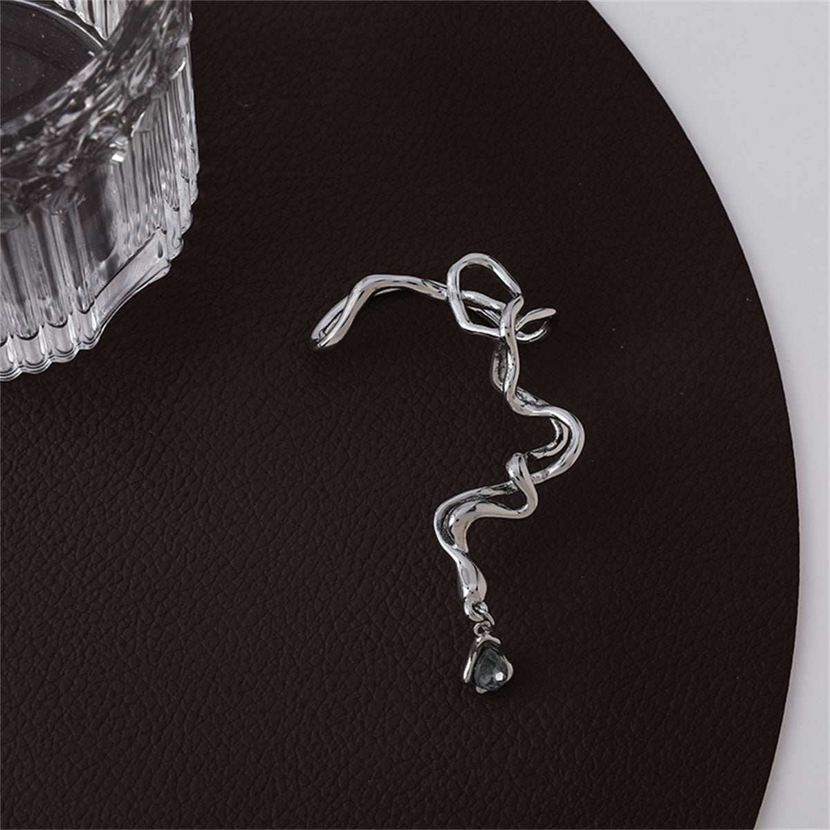 Cubic Zirconia & Silvertone Geometric Ear Hanger