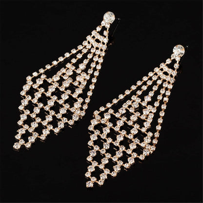 Cubic Zirconia & Goldtone Open Rhombus Drop Earrings