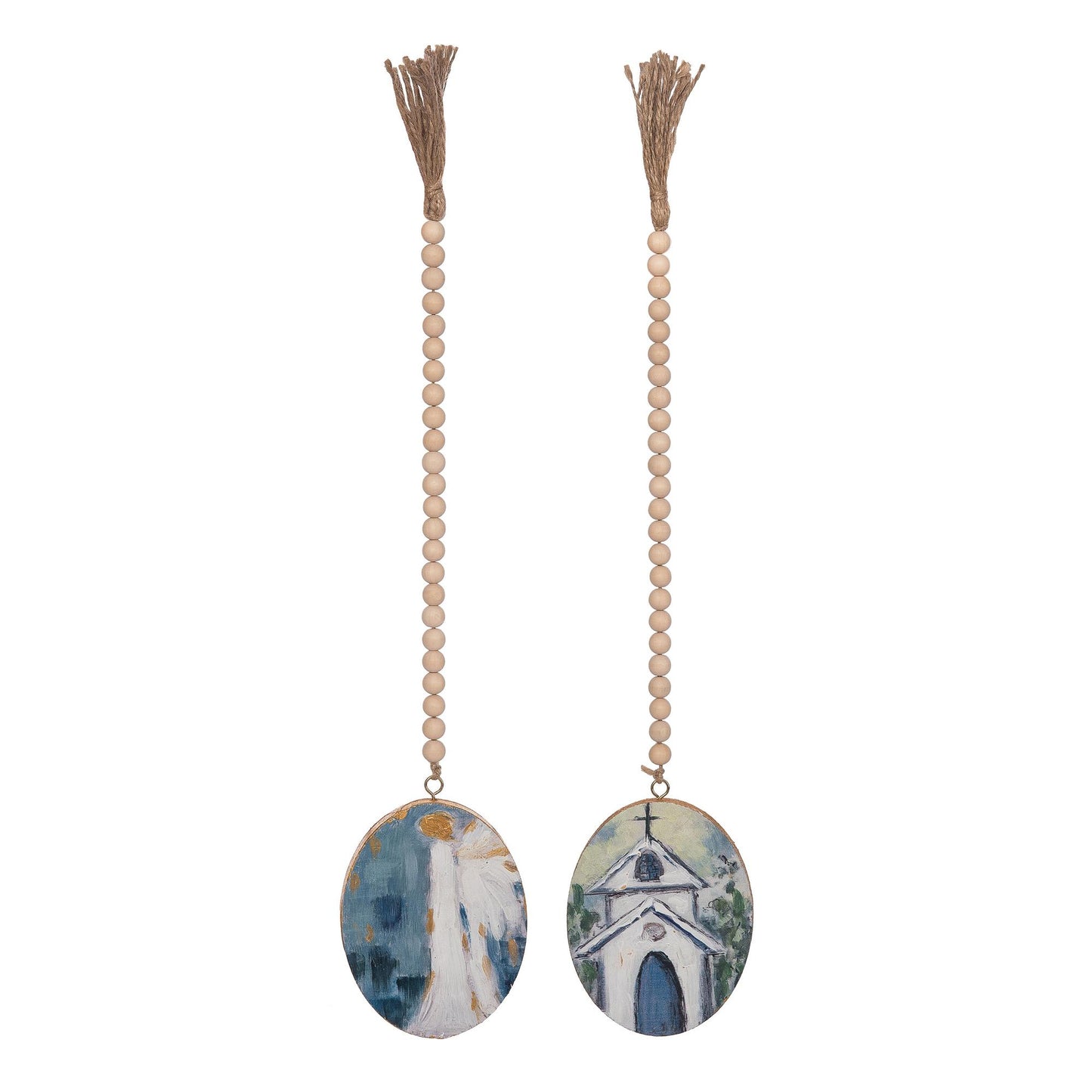 Hand Painted Wood Bead Garland Church Home Decor Spring Decorative Objects for Stylish Interiors