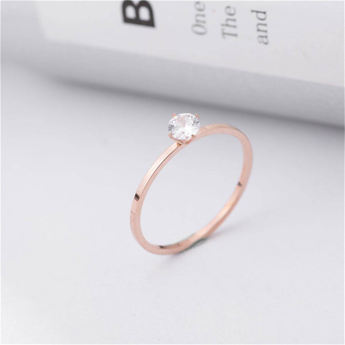 Cubic Zirconia & Rose Goldtone Cocktail Ring-10