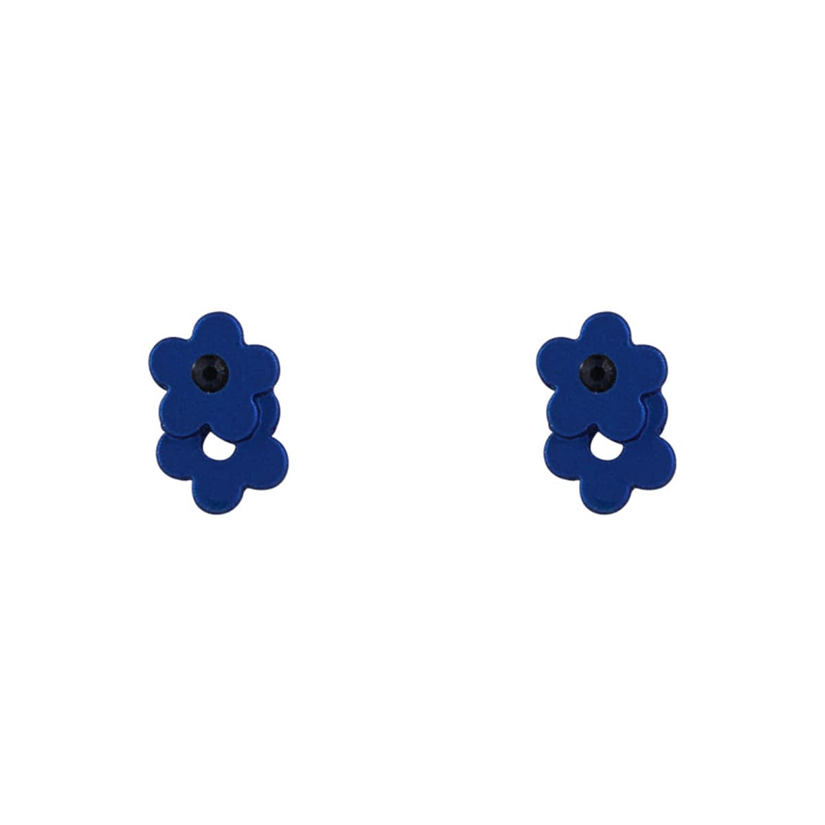Blue Cubic Zirconia & Enamel Flower Stud Earrings