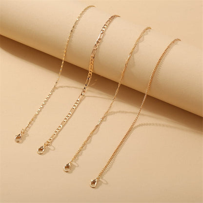 Goldtone Figaro Chain Anklet Set