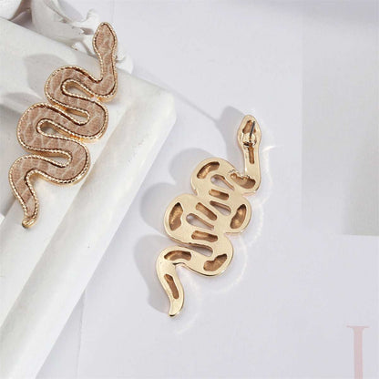 Yellow Polyurethane & Goldtone Snake Drop Earrings