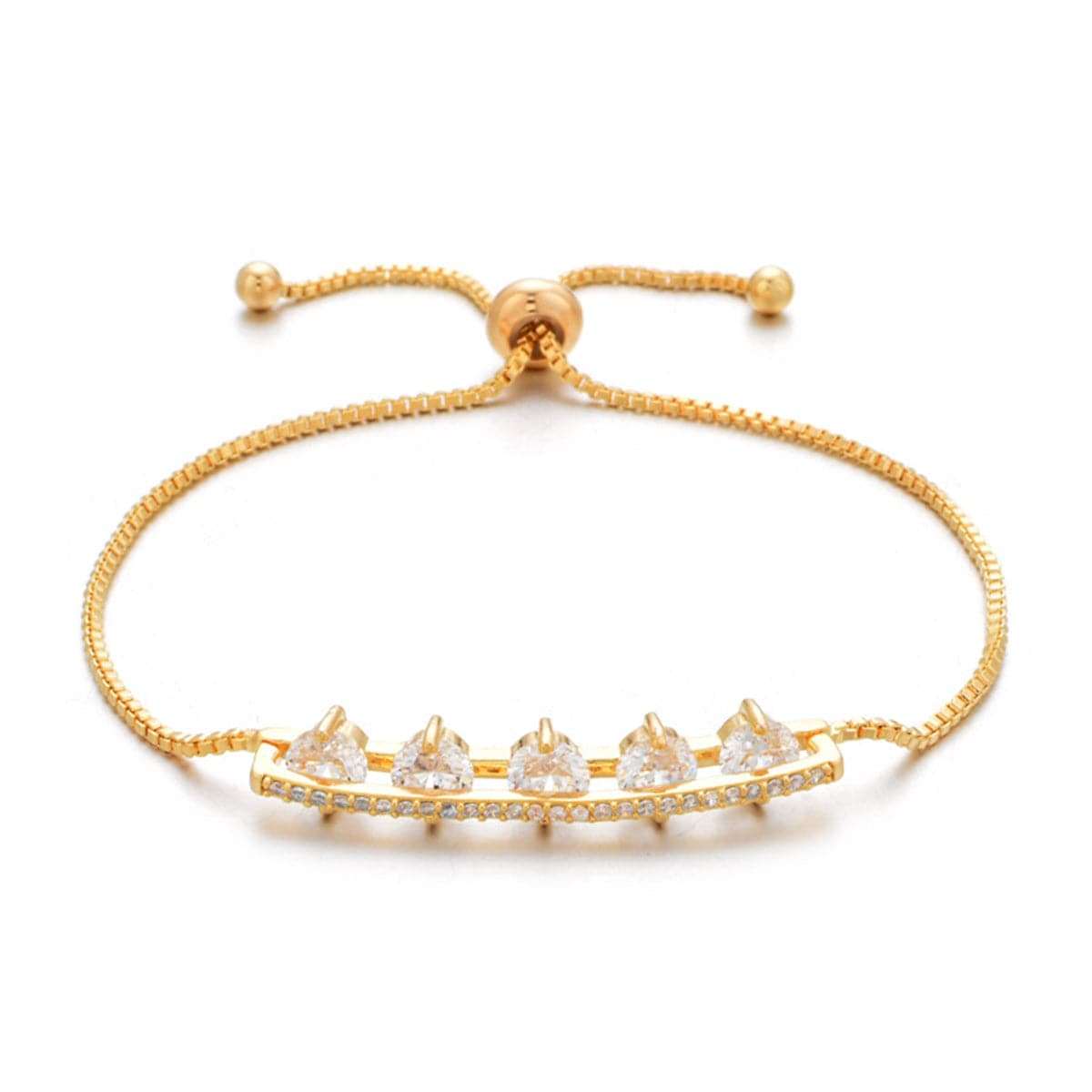 Cubic Zirconia & Crystal Goldtone Adjustable Bracelet