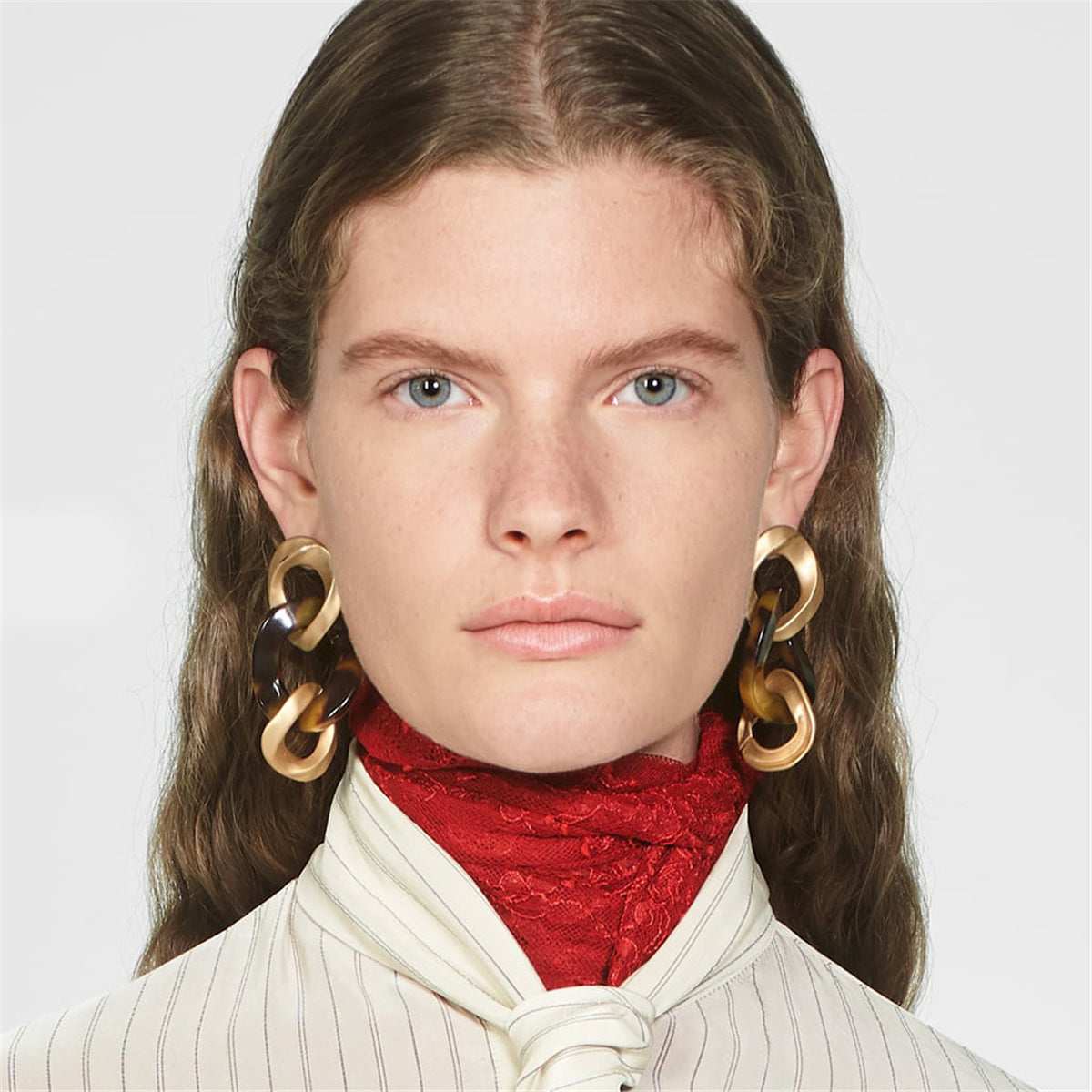 Resin & Goldtone Leopard Print Link Drop Earring
