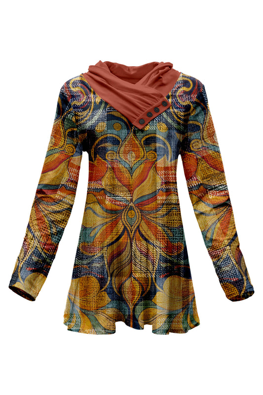 Orange and Blue Lotus Print-