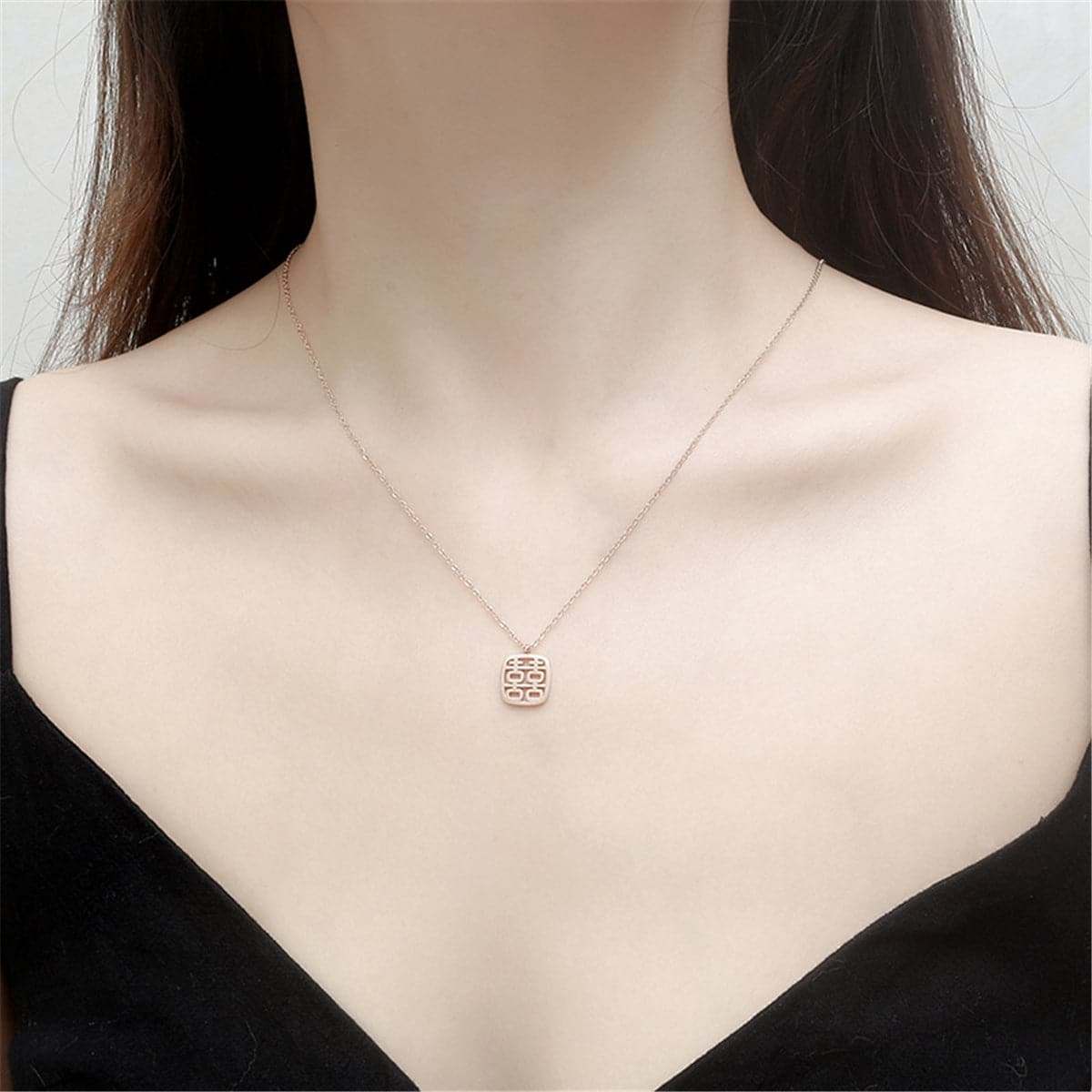 Rose Goldtone Happiness Pendant Necklace