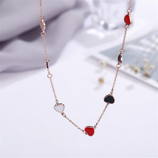 Rose Goldtone Heart Station Necklace