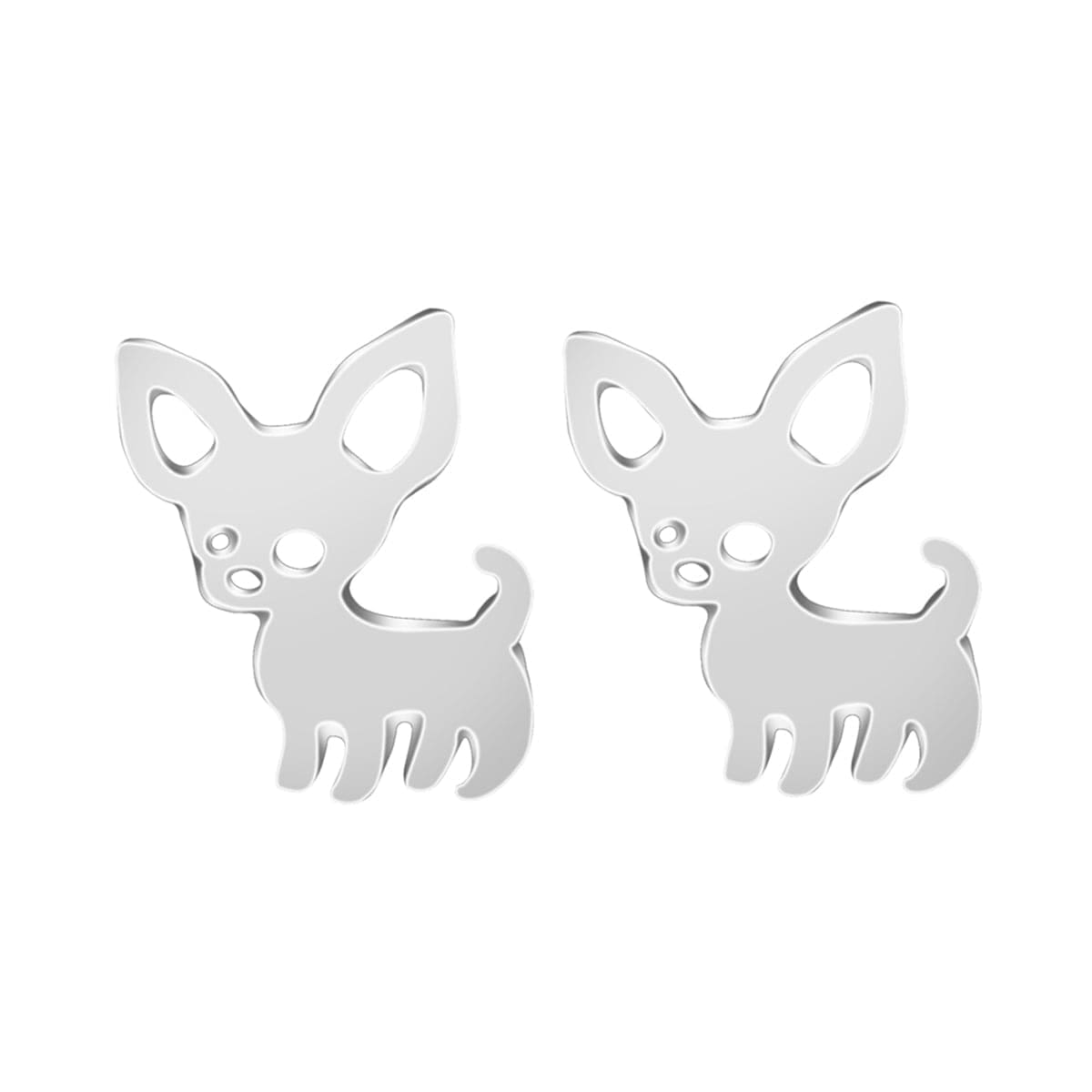 Silvertone Chihuahua Stud Earrings