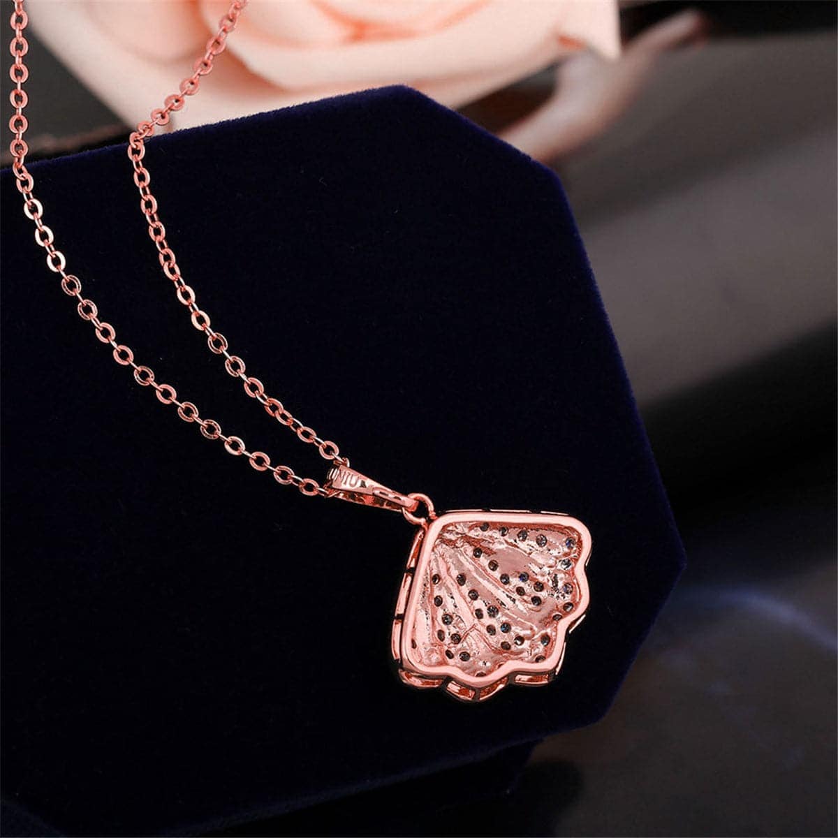 Cubic Zirconia & Rose Goldtone Shell Pendant Necklace