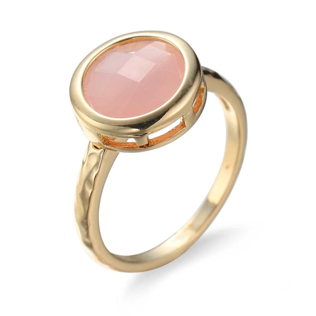 Pink Cat's Eye & Goldtone Bezel Ring