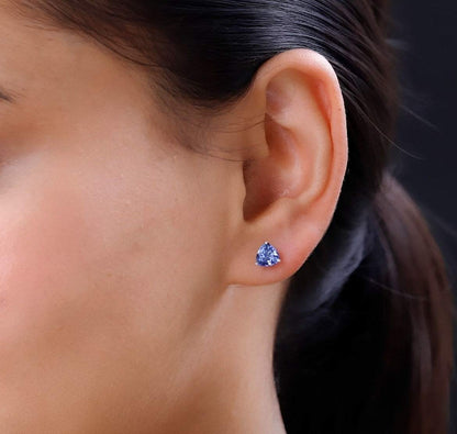 Sterling Silver Created Tanzanite Earrings