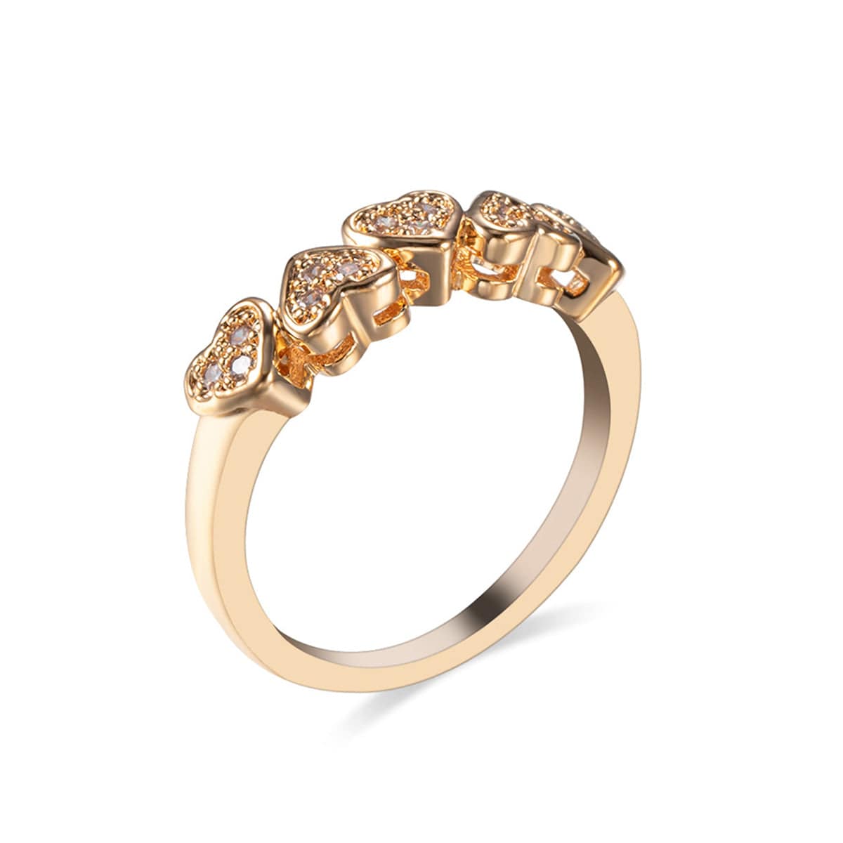 Cubic Zirconia & Goldtone Heart Band Ring